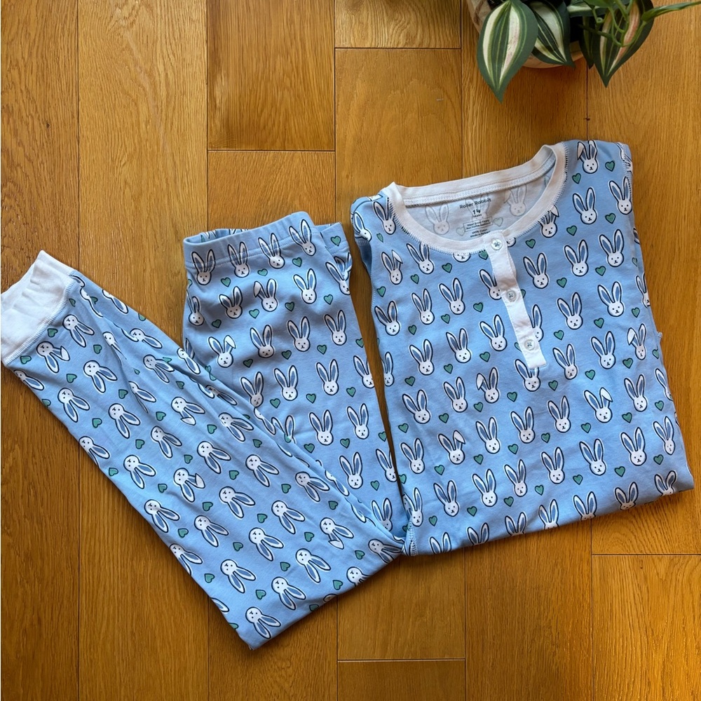 Roller Rabbit Blue Bunny Print Pajama Set